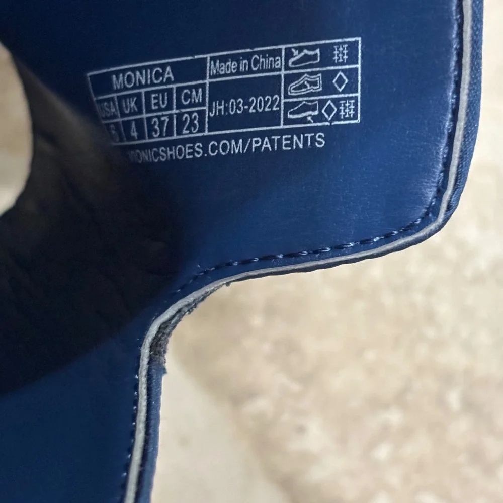 Vionic Monica Navy Blue Platform Slide Sandals Womens 6 Orthotic Comfort